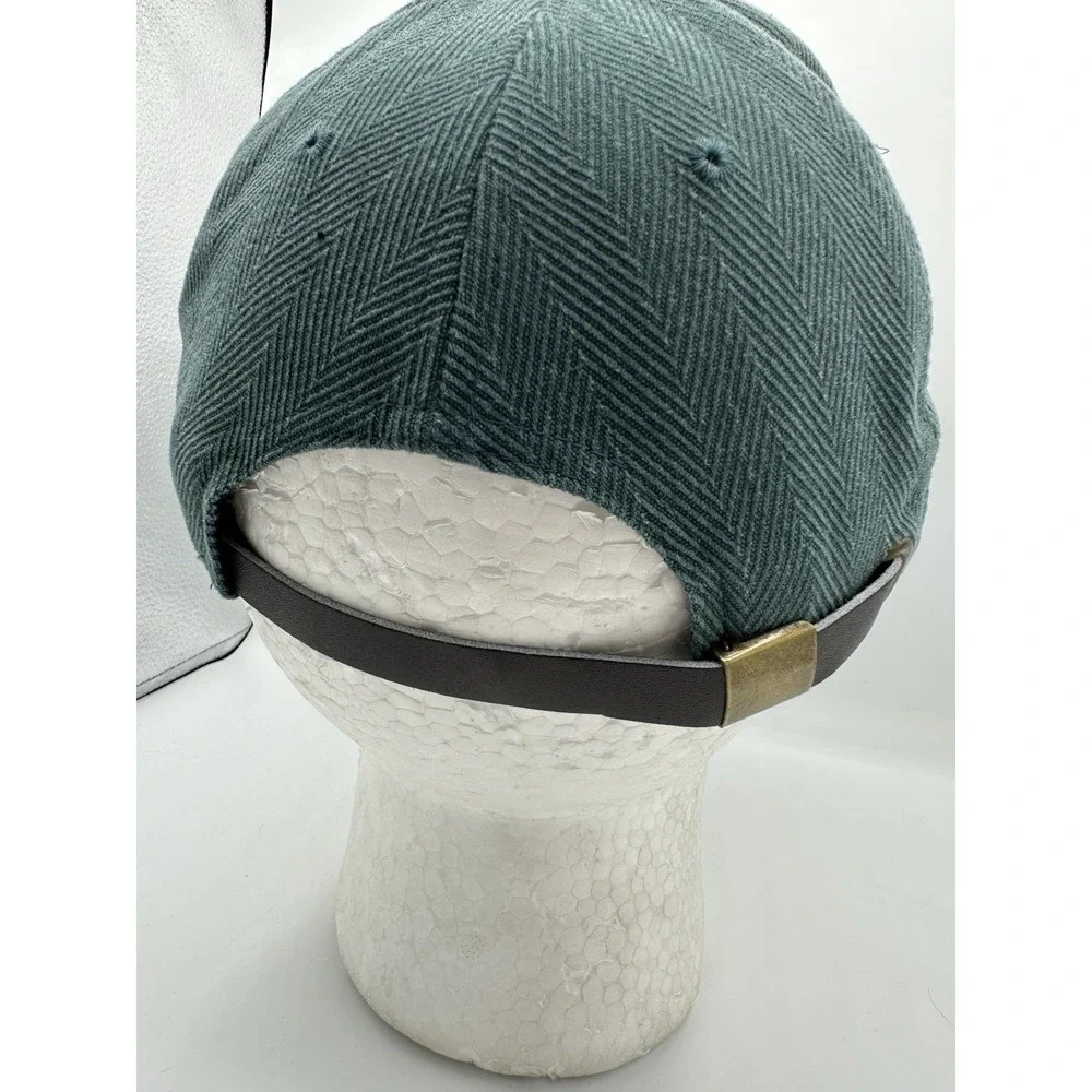 Vintage HeadShot KC Caps Green Herringbone Strapback Hat Blank NOS Cap